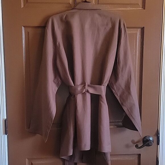 Jessica London- Linen/Rayon brown collared button down front Jacket 26W. NWT. - Picture 8 of 11